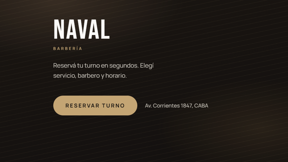 Interfaz de NAVAL, sistema de turnos para barberías